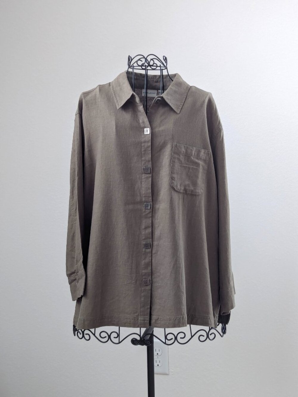 White Stag Green Tea Linen Rayon Shirt Jacket XL Lagenlook